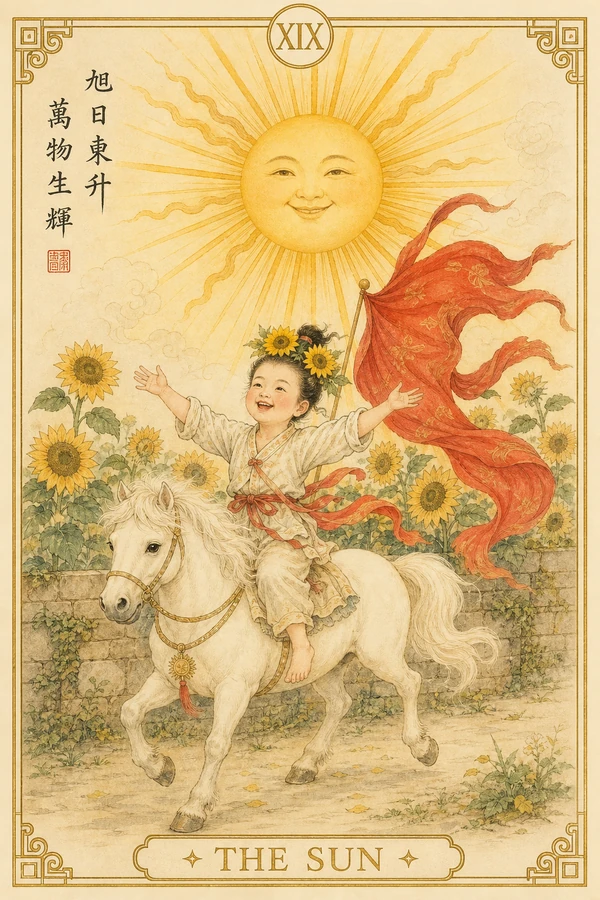 第XIX號太陽逆位 · 暫掩光芒牌面